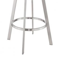 Nikole 30 in. Height Gray Faux Leather and Brushed Stainless Steel High Back Swivel Bar Stool with Black Wood Frame by Armen Living -Armen Living Online Shop gray armen living bar stools lcnkbablbsgr30 1d 1000