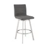 Nikole 30 in. Height Gray Faux Leather and Brushed Stainless Steel High Back Swivel Bar Stool with Black Wood Frame by Armen Living 1 Nikole 30 in. Height Gray Faux Leather and Brushed Stainless Steel High Back Swivel Bar Stool with Black Wood Frame by Armen Living -Armen Living Online Shop gray armen living bar stools lcnkbablbsgr30 64 1000