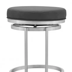Vander 26 in. H Gray Faux Leather and Brushed Stainless Steel Backless Swivel Bar Stool by Armen Living -Armen Living Online Shop gray armen living bar stools lcvdbabsgr26 44 1000