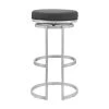 Vander 26 in. H Gray Faux Leather and Brushed Stainless Steel Backless Swivel Bar Stool by Armen Living