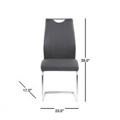 Bravo 39 in. Gray Faux Leather and Brushed Stainless Steel Finish Contemporary Dining Chair (Set of 2) by Armen Living 12 Bravo 39 in. Gray Faux Leather and Brushed Stainless Steel Finish Contemporary Dining Chair (Set of 2) by Armen Living -Armen Living Online Shop gray armen living dining chairs lcbrsigr 40 1000