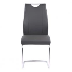 Bravo 39 in. Gray Faux Leather and Brushed Stainless Steel Finish Contemporary Dining Chair (Set of 2) by Armen Living 13 Bravo 39 in. Gray Faux Leather and Brushed Stainless Steel Finish Contemporary Dining Chair (Set of 2) by Armen Living -Armen Living Online Shop gray armen living dining chairs lcbrsigr 4f 1000