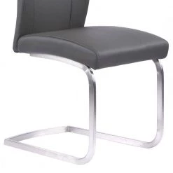 Bravo 39 in. Gray Faux Leather and Brushed Stainless Steel Finish Contemporary Dining Chair (Set of 2) by Armen Living 17 Bravo 39 in. Gray Faux Leather and Brushed Stainless Steel Finish Contemporary Dining Chair (Set of 2) by Armen Living -Armen Living Online Shop gray armen living dining chairs lcbrsigr 76 1000