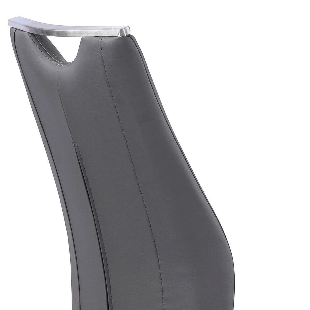 Bravo 39 in. Gray Faux Leather and Brushed Stainless Steel Finish Contemporary Dining Chair (Set of 2) by Armen Living 9 Bravo 39 in. Gray Faux Leather and Brushed Stainless Steel Finish Contemporary Dining Chair (Set of 2) by Armen Living - Image 7