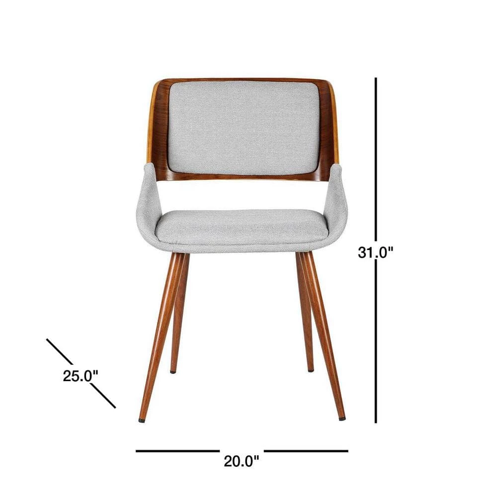 Panda 31 in. Gray Fabric and Walnut Wood Finish Mid-Century Dining Chair by Armen Living 5 Panda 31 in. Gray Fabric and Walnut Wood Finish Mid-Century Dining Chair by Armen Living - Image 3
