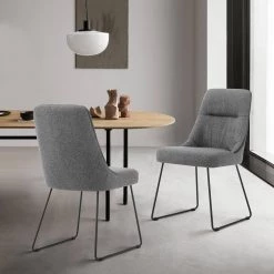 Quartz Gray Fabric and Metal Dining Room Side Chairs (Set of 2) by Armen Living -Armen Living Online Shop gray armen living dining chairs lcqrsigr 31 1000