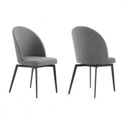 Sunny Swivel Gray Fabric and Metal Dining Room Side Chairs (Set of 2) by Armen Living