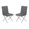 Tempe 36 in. Gray Faux Leather and Brushed Stainless Steel Finish Dining Chair (Set of 2) by Armen Living -Armen Living Online Shop gray armen living dining chairs lctesigrbs 64 1000