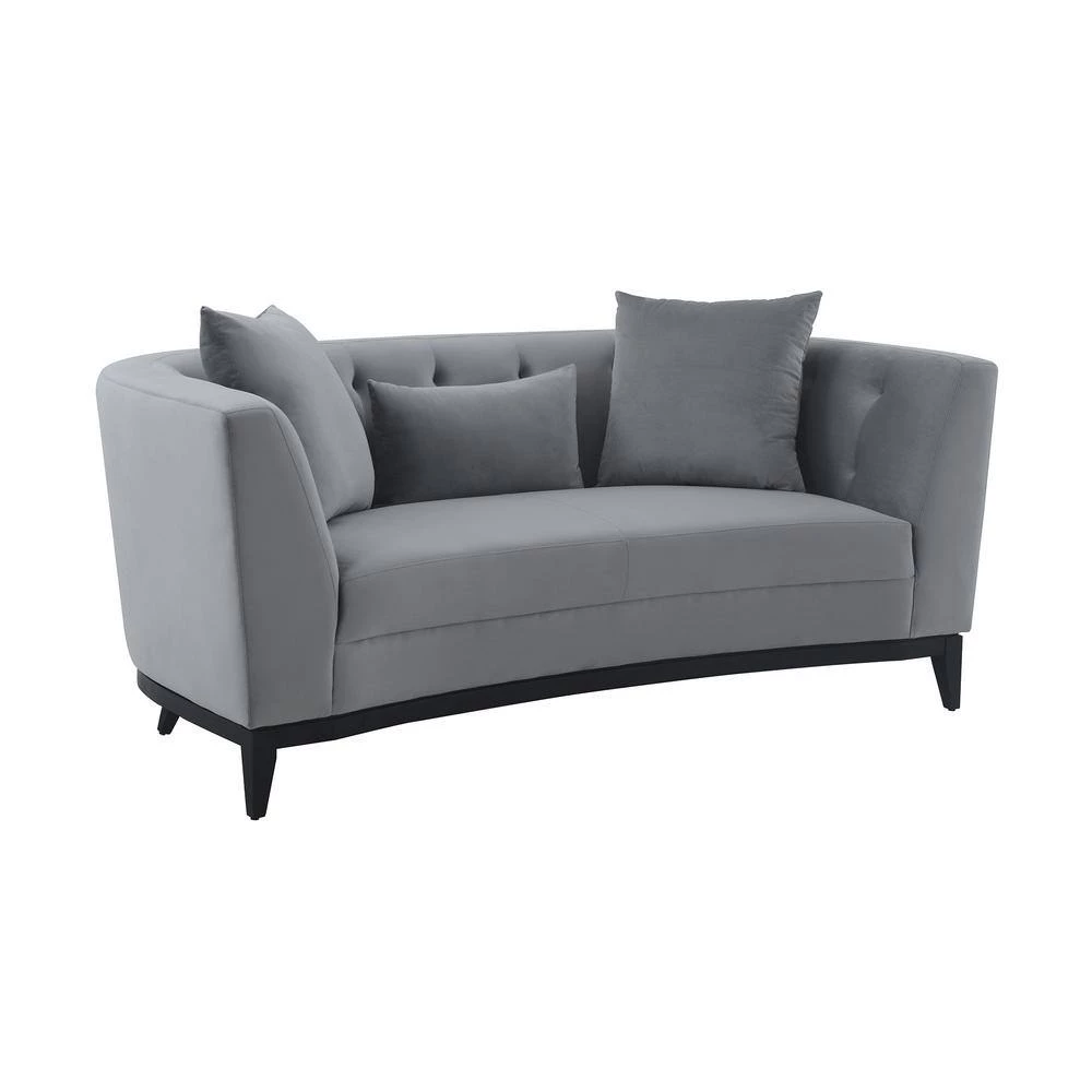 Melange 72" W Gray Velvet 2 Seater Loveseats by Armen Living 5 Melange 72" W Gray Velvet 2 Seater Loveseats by Armen Living - Image 3