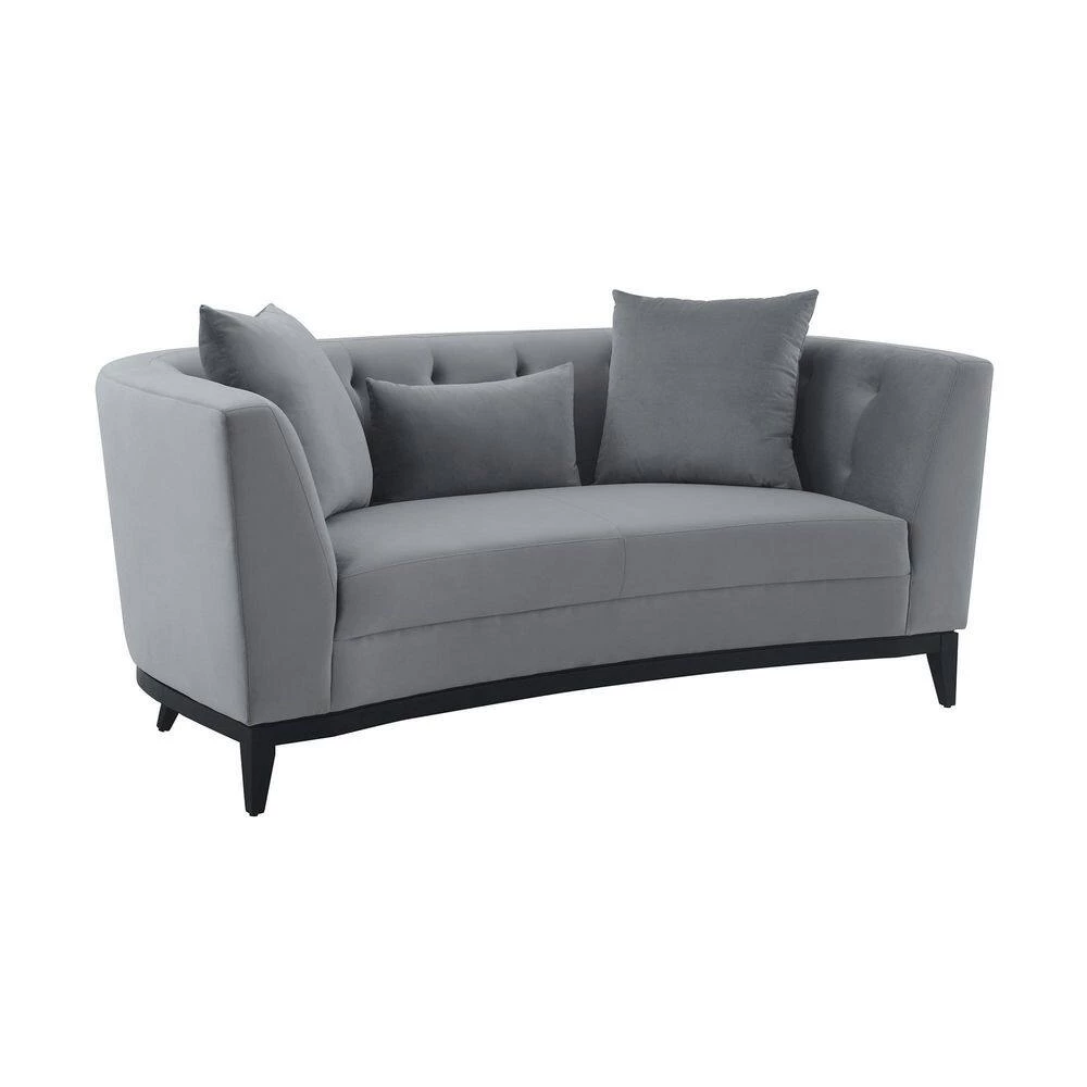 Melange 72" W Gray Velvet 2 Seater Loveseats by Armen Living 4 Melange 72" W Gray Velvet 2 Seater Loveseats by Armen Living - Image 2