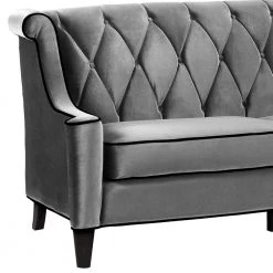 Barrister 83 in. Gray Velvet 3-Seater Chesterfield Sofa with Round Arms by Armen Living -Armen Living Online Shop gray armen living sofas couches lc8443gray 1f 1000