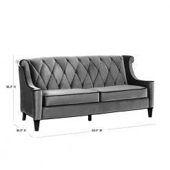 Barrister 83 in. Gray Velvet 3-Seater Chesterfield Sofa with Round Arms by Armen Living -Armen Living Online Shop gray armen living sofas couches lc8443gray 40 1000