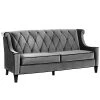 Barrister 83 in. Gray Velvet 3-Seater Chesterfield Sofa with Round Arms by Armen Living -Armen Living Online Shop gray armen living sofas couches lc8443gray 64 1000