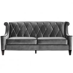 Barrister 83 in. Gray Velvet 3-Seater Chesterfield Sofa with Round Arms by Armen Living -Armen Living Online Shop gray armen living sofas couches lc8443gray c3 1000