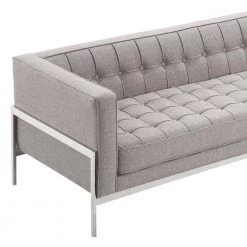 Andre Contemporary Gray Tweed and Stainless Steel Sofa by Armen Living -Armen Living Online Shop gray armen living sofas couches lcan3gr 1f 1000