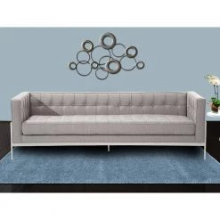 Andre Contemporary Gray Tweed and Stainless Steel Sofa by Armen Living -Armen Living Online Shop gray armen living sofas couches lcan3gr 31 1000