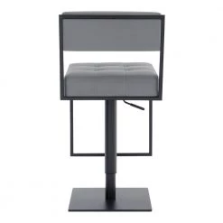 Blossom Contemporary Adjustable 35-44 in. Swivel Bar Stool in Matte Black Finish and Grey Faux Leather by Armen Living -Armen Living Online Shop gray black armen living bar stools 721535737727 4f 1000