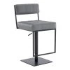 Blossom Contemporary Adjustable 35-44 in. Swivel Bar Stool in Matte Black Finish and Grey Faux Leather by Armen Living