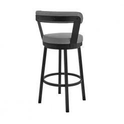 Kobe 30 in. Bar Height Low Back Swivel Bar Stool in Black and Grey Faux Leather by Armen Living -Armen Living Online Shop gray black armen living bar stools 721535761777 1f 1000