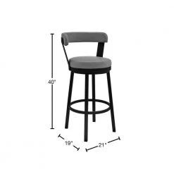 Kobe 30 in. Bar Height Low Back Swivel Bar Stool in Black and Grey Faux Leather by Armen Living -Armen Living Online Shop gray black armen living bar stools 721535761777 40 1000