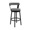 Kobe 30 in. Bar Height Low Back Swivel Bar Stool in Black and Grey Faux Leather by Armen Living -Armen Living Online Shop gray black armen living bar stools 721535761777 64 1000