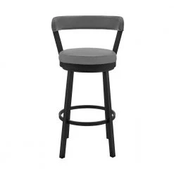 Kobe 30 in. Bar Height Low Back Swivel Bar Stool in Black and Grey Faux Leather by Armen Living -Armen Living Online Shop gray black armen living bar stools 721535761777 c3 1000