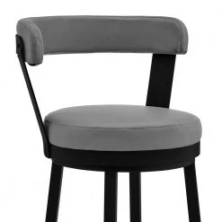 Kobe 30 in. Bar Height Low Back Swivel Bar Stool in Black and Grey Faux Leather by Armen Living -Armen Living Online Shop gray black armen living bar stools 721535761777 fa 1000