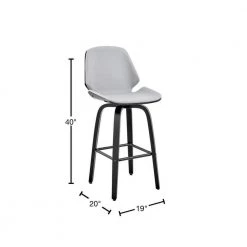 Arabela 26 in Counter Height Stool w/ High Back Grey Faux Leather and Black Wood Finish by Armen Living -Armen Living Online Shop gray black armen living bar stools lcaabablgr26 40 1000
