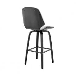 Arabela 26 in Counter Height Stool w/ High Back Grey Faux Leather and Black Wood Finish by Armen Living -Armen Living Online Shop gray black armen living bar stools lcaabablgr26 4f 1000