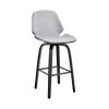 Arabela 26 in Counter Height Stool w/ High Back Grey Faux Leather and Black Wood Finish by Armen Living -Armen Living Online Shop gray black armen living bar stools lcaabablgr26 64 1000