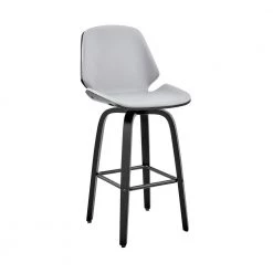 Arabela 26 in Counter Height Stool w/ High Back Grey Faux Leather and Black Wood Finish by Armen Living