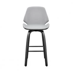 Arabela 26 in Counter Height Stool w/ High Back Grey Faux Leather and Black Wood Finish by Armen Living -Armen Living Online Shop gray black armen living bar stools lcaabablgr26 c3 1000