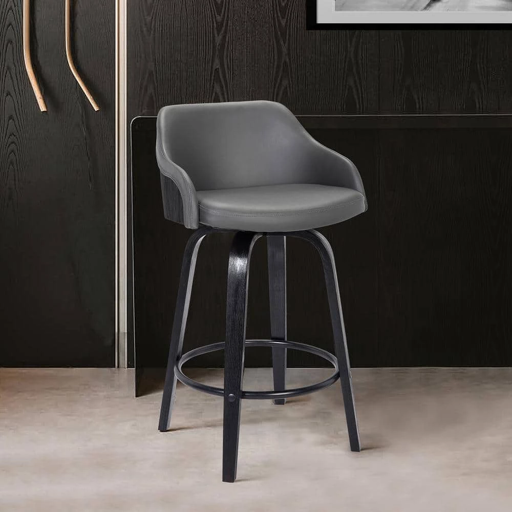 Alec 35 in. Grey Bar Stool by Armen Living 10 Alec 35 in. Grey Bar Stool by Armen Living - Image 8