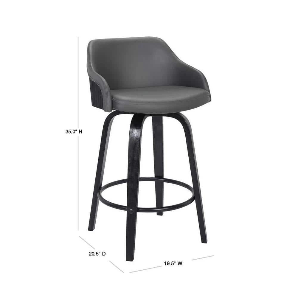 Alec 35 in. Grey Bar Stool by Armen Living 5 Alec 35 in. Grey Bar Stool by Armen Living - Image 3