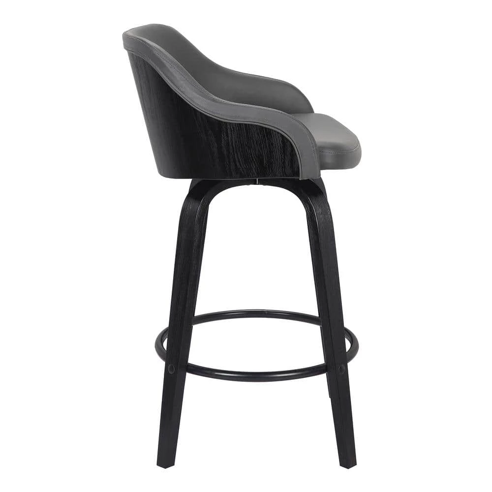 Alec 35 in. Grey Bar Stool by Armen Living 7 Alec 35 in. Grey Bar Stool by Armen Living - Image 5