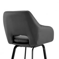 Aura 30 in. Swivel Barstool W/ Gray Faux Leather High Back and Black Metal Finish by Armen Living 19 Aura 30 in. Swivel Barstool W/ Gray Faux Leather High Back and Black Metal Finish by Armen Living -Armen Living Online Shop gray black armen living bar stools lcaubablgr30 fa 1000