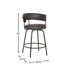 Avalon 26" Gray Faux Leather Swivel Bar Stool in Black Powder Coated Finish by Armen Living -Armen Living Online Shop gray black armen living bar stools lcavbablgr26 40 1000