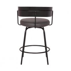 Avalon 26" Gray Faux Leather Swivel Bar Stool in Black Powder Coated Finish by Armen Living -Armen Living Online Shop gray black armen living bar stools lcavbablgr26 44 1000