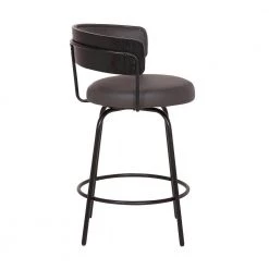 Avalon 26" Gray Faux Leather Swivel Bar Stool in Black Powder Coated Finish by Armen Living -Armen Living Online Shop gray black armen living bar stools lcavbablgr26 4f 1000