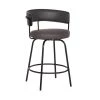 Avalon 26" Gray Faux Leather Swivel Bar Stool in Black Powder Coated Finish by Armen Living -Armen Living Online Shop gray black armen living bar stools lcavbablgr26 64 1000