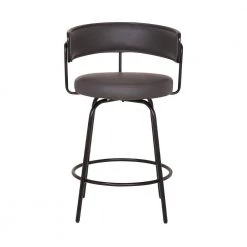 Avalon 26" Gray Faux Leather Swivel Bar Stool in Black Powder Coated Finish by Armen Living -Armen Living Online Shop gray black armen living bar stools lcavbablgr26 c3 1000