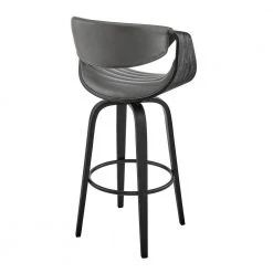 Arya 26 in. Counter Height High Back Swivel Stool in Grey Faux Leather and Black Wood by Armen Living -Armen Living Online Shop gray black armen living bar stools lcaybablgr26 1f 1000