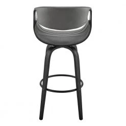 Arya 26 in. Counter Height High Back Swivel Stool in Grey Faux Leather and Black Wood by Armen Living -Armen Living Online Shop gray black armen living bar stools lcaybablgr26 44 1000
