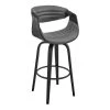Arya 26 in. Counter Height High Back Swivel Stool in Grey Faux Leather and Black Wood by Armen Living -Armen Living Online Shop gray black armen living bar stools lcaybablgr26 64 1000