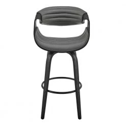 Arya 26 in. Counter Height High Back Swivel Stool in Grey Faux Leather and Black Wood by Armen Living -Armen Living Online Shop gray black armen living bar stools lcaybablgr26 c3 1000