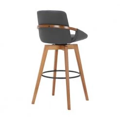 Baylor 30" Bar Height Swivel Wood Stool in Gray Faux Leather by Armen Living 14 Baylor 30" Bar Height Swivel Wood Stool in Gray Faux Leather by Armen Living -Armen Living Online Shop gray black armen living bar stools lcbabawagr30 1f 1000