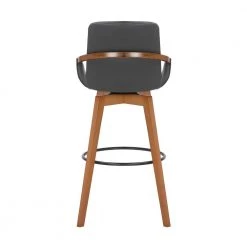 Baylor 30" Bar Height Swivel Wood Stool in Gray Faux Leather by Armen Living 15 Baylor 30" Bar Height Swivel Wood Stool in Gray Faux Leather by Armen Living -Armen Living Online Shop gray black armen living bar stools lcbabawagr30 44 1000