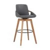 Baylor 30" Bar Height Swivel Wood Stool in Gray Faux Leather by Armen Living -Armen Living Online Shop gray black armen living bar stools lcbabawagr30 64 1000