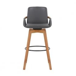 Baylor 30" Bar Height Swivel Wood Stool in Gray Faux Leather by Armen Living 13 Baylor 30" Bar Height Swivel Wood Stool in Gray Faux Leather by Armen Living -Armen Living Online Shop gray black armen living bar stools lcbabawagr30 c3 1000