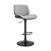 Brock 24-33 Adjustable Height High Back Grey Faux Leather and Walnut Wood Bar Stool with Black Base by Armen Living -Armen Living Online Shop gray black armen living bar stools lcbcbablblgr 64 1000